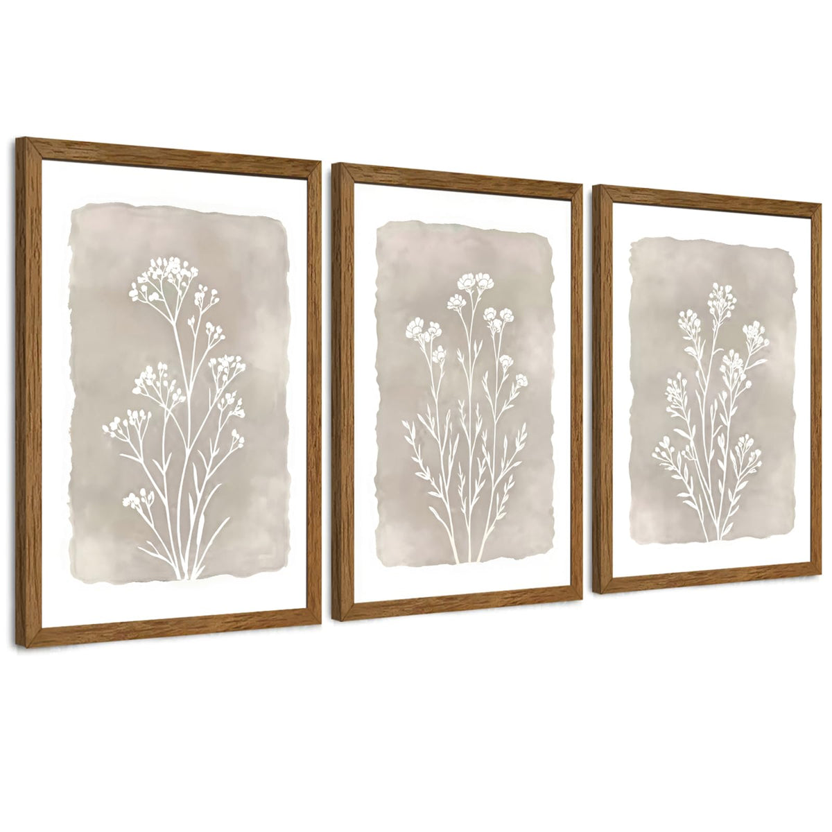JLTULT William Morris Wall Art Set of 3, Solid Wood Frames, 16 x 24 in Each