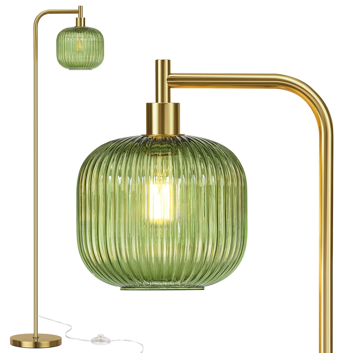 Modern Gold Green Floor Lamps for Living Room, 67" Bedroom Standing Lamp