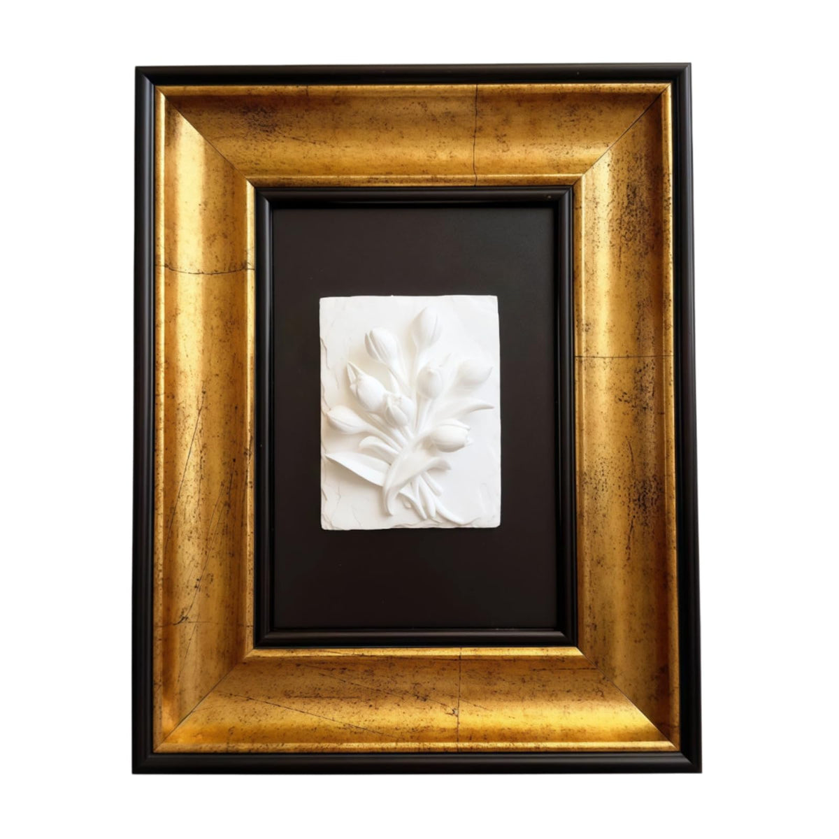 Tulip 3D Sculpture Wall Art, Statue Frame Gypsum Relief Wall Decoration