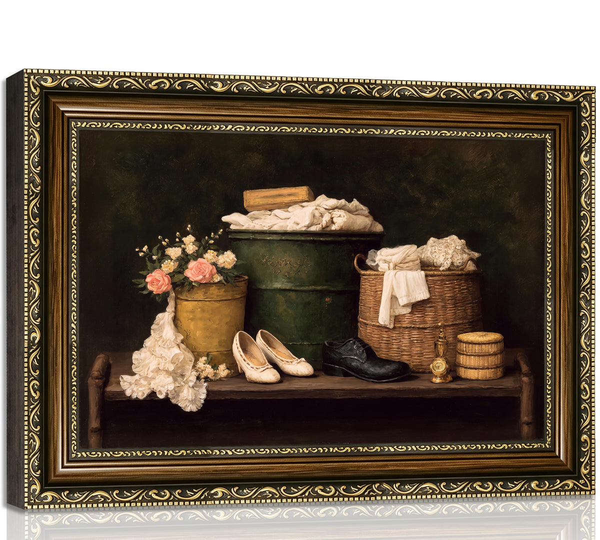 SKZMBTI Vintage Gold Framed Flowers Wall Art Orange blossom Painting Prints