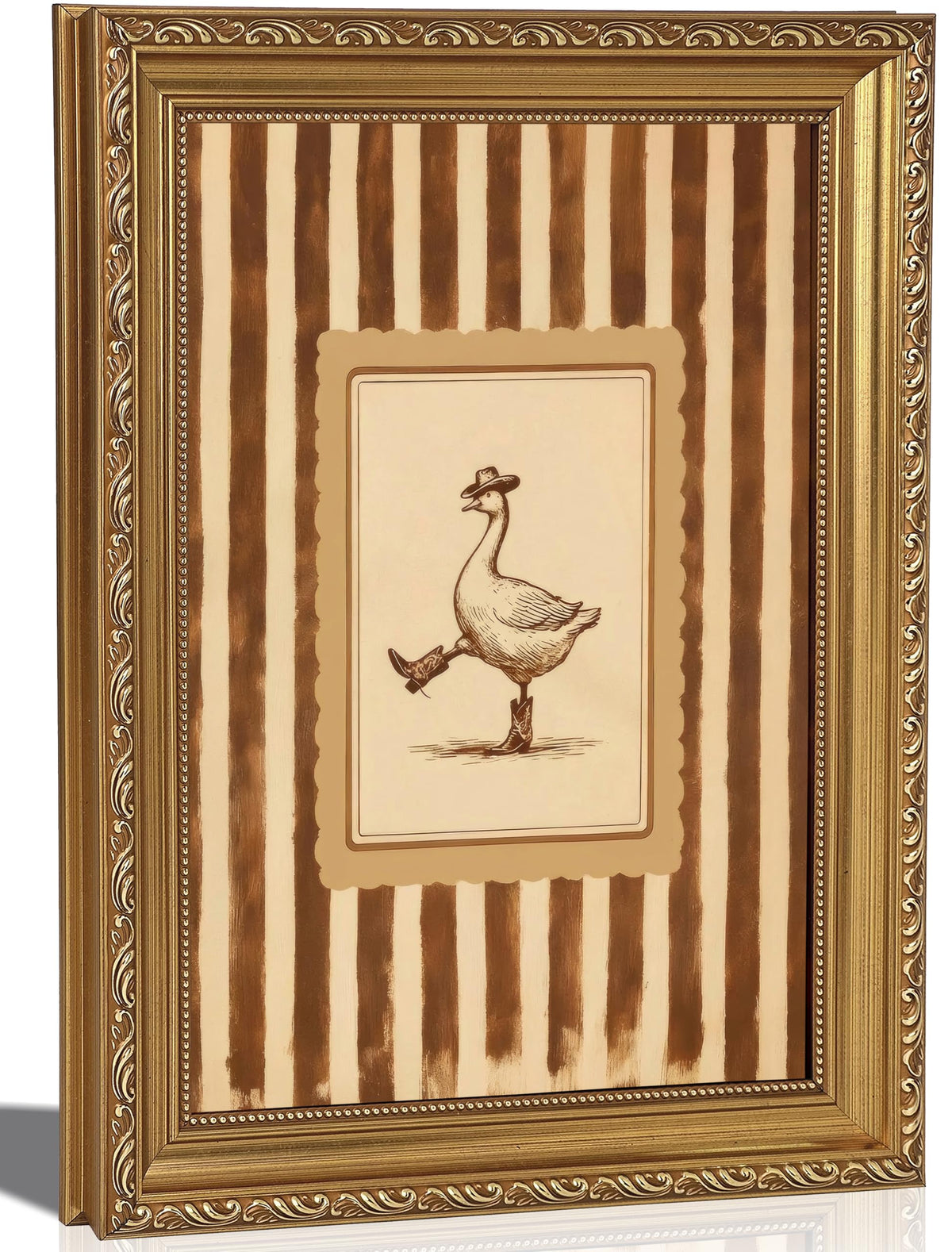 FKRYTYB Vintage Gold Framed Funny Cowboy Silly Goose Wall Art 9x11in
