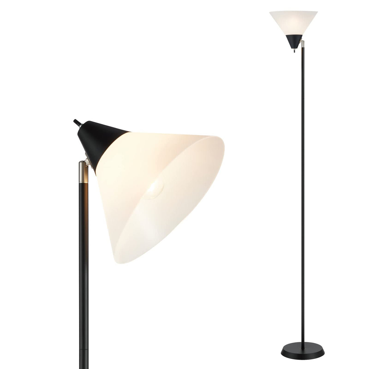 HonoDing Floor Lamp Standing Lamp Adjustable Head Arcylic Shade Floor Lamps for Living Room/Office/Bedroom (Satin Nickel)