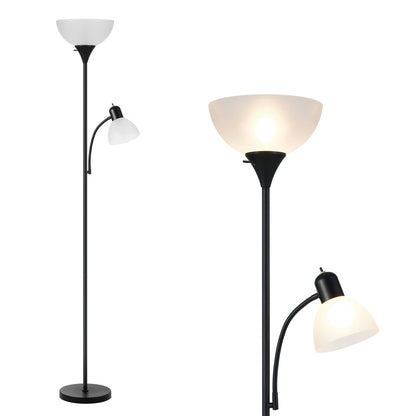 HonoDing Floor Lamp Standing Lamp Adjustable Head Arcylic Shade Floor Lamps for Living Room/Office/Bedroom (Satin Nickel)
