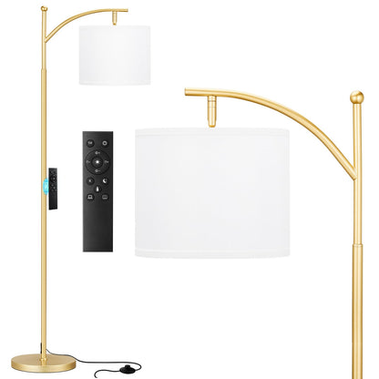 Ambimall 60" Floor Lamp with Remote and Stepless Dimmable Bulb, Black Pole