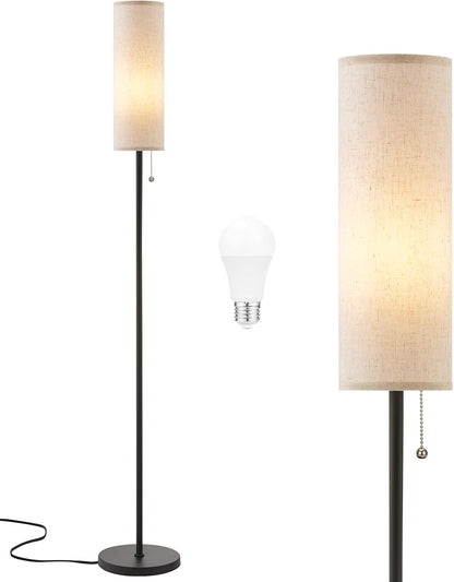 Ambimall 64" Floor Lamp with 9W LED Bulb & Beige Lampshade