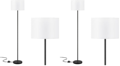 Modern Floor Lamp Simple Design with White Shade & Foot Pedal Switch