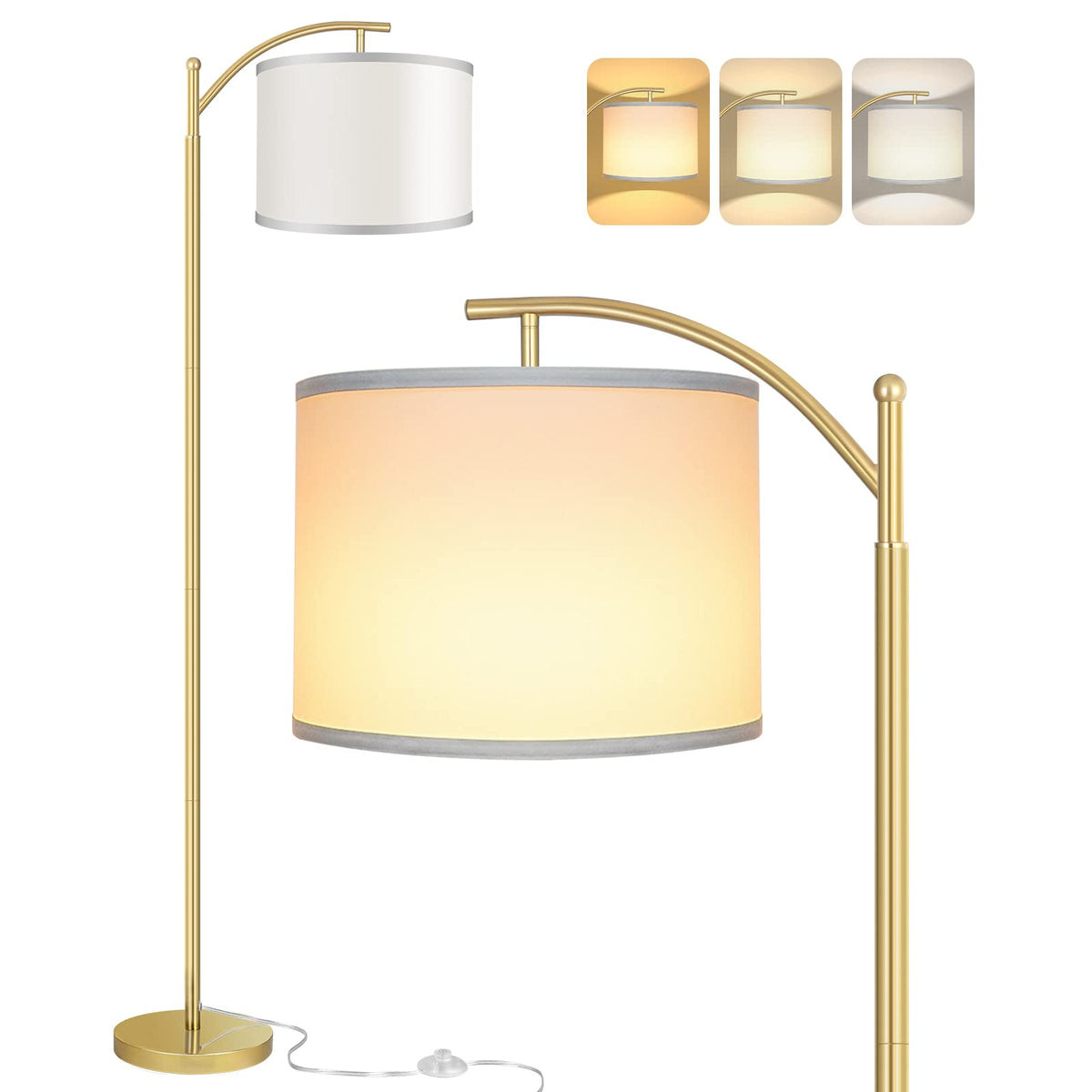 Floor Lamp for Living Room, LED Standing Lamp Tall Industrial Floor Lamp Reading for Bedroom, Office (9W LED Bulb, Beige Lampshade Included) -Oil-Rubbed Bronze