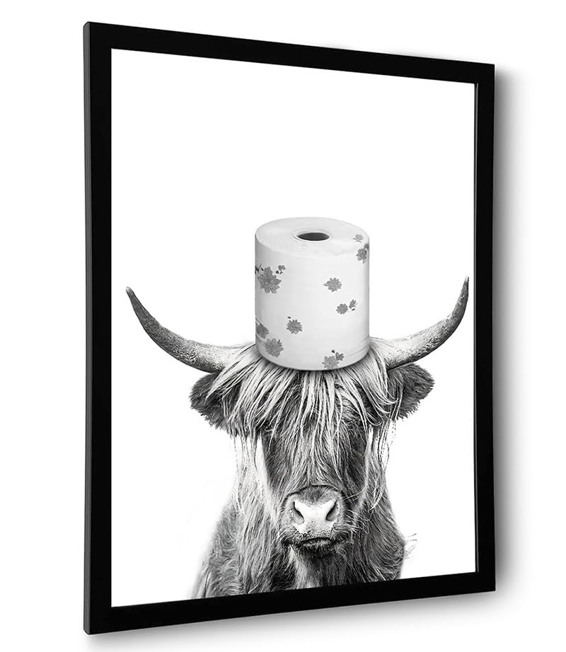 Framed Bathroom Decor Wall Art, Chimpanzee in Bathtub, Black and White Wall Art, Funny Bathroom Wall Decor Signs, Cute Animal Art Home Decor (Framed,8''x10'')