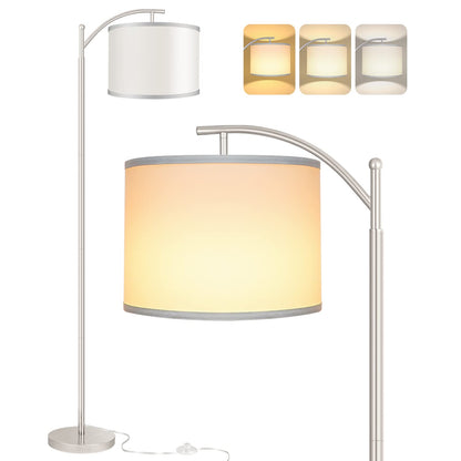 Floor Lamp for Living Room, LED Standing Lamp Tall Industrial Floor Lamp Reading for Bedroom, Office (9W LED Bulb, Beige Lampshade Included) -Oil-Rubbed Bronze