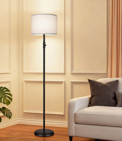 【Upgraded】 Dimmable Floor Lamp for Living Room,1000 Lumens Bulb Included, Modern Floor Lamps Simple Design with Linen Shade, Tall Standing Lamp for Bedroom Office Dining Room, Black Pole Lamp