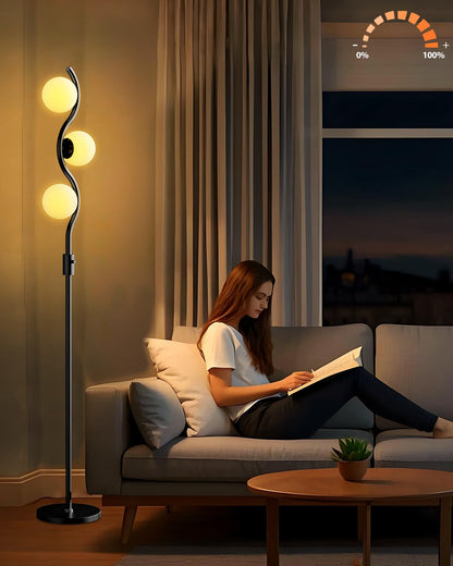 Lightdot 63IN Gold Floor Lamp Dimmable 3-Lights Globe LED Floor Lamps with 3000K Soft Warm White for Wedding/Party Tall Lamp with 5Lbs Heavy Base for Living Room/Bedroom/Sofa Beside/Corner Decor