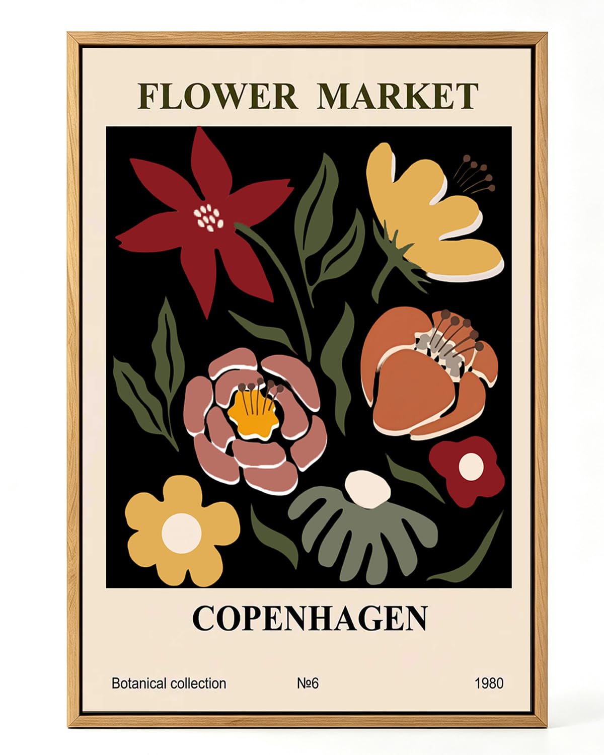 Zzuyi Flower Market Framed Wall Art Boho Botanical Floral Wall Decor 12x16