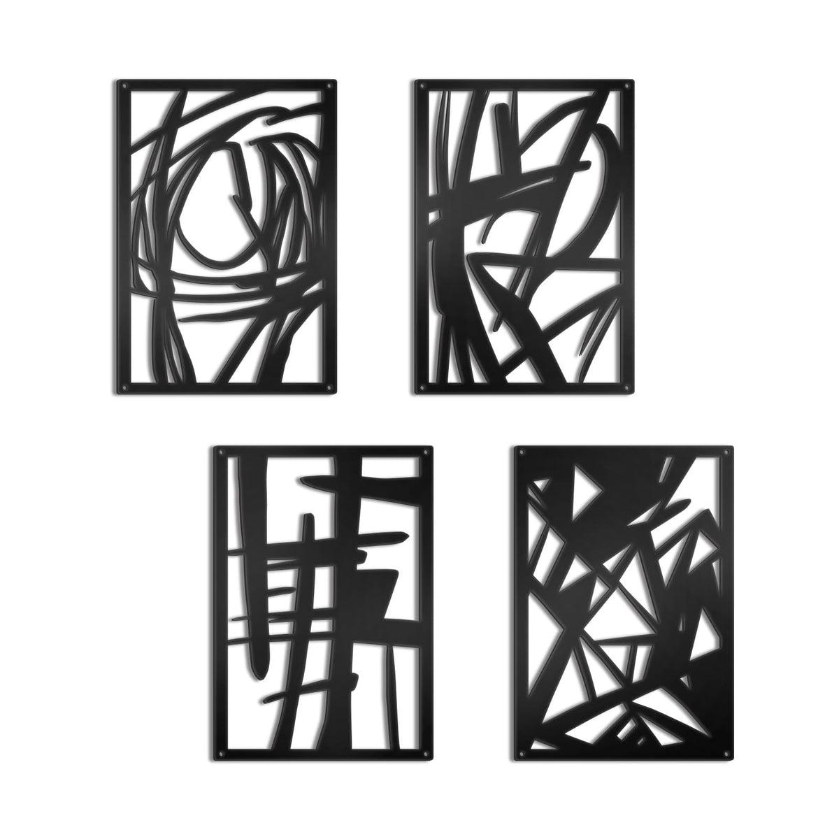 OYEFLY 4 Pack Abstract Metal Wall Art,Minimalist Art Decoration for Living Room Bedroom Bathroom Study (Black, 16 x 11inch)