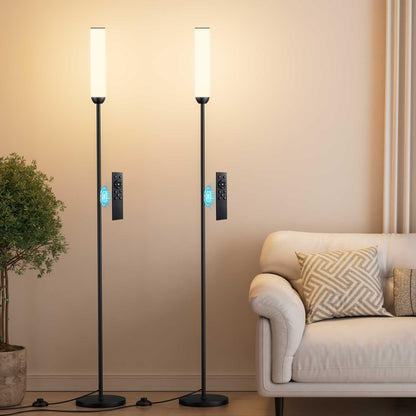 Ambimall LED Floor Lamp with Remote Control, Foot Switch, Black