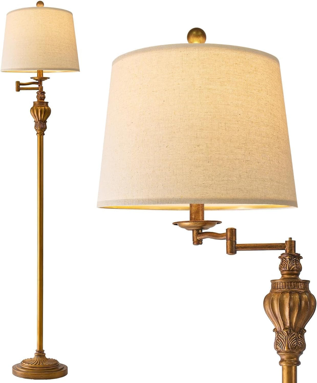 Vintage Floor Lamp with 350° Adjustable Swing Arm 61" Lamps for Living Room