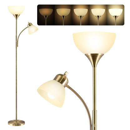 RISLG Floor Lamps for Living Room, Modern Standing Lamp, Minimalist Pole Lamps, Stepless Dimmable 9W Bulb Included, Tall Lamp with Linen Shade, Lamps for Bedroom, Office, Kids Room, Reading Light