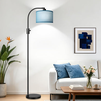 Nintiue Upgraded Modern Arc Dimmable Tall Standing Floor Lamp with Linen Shade, 1200 Lumens LED Bulb Included, for Living & Reading Room, Bedroom, Office & Nursery, Gold