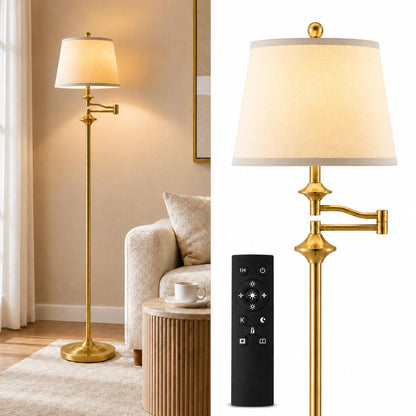 Wio-Mio Vintage Gold Floor Lamp, 350° Adjustable Swing Arm for Living Room