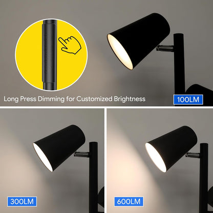 Energetic Dimmable Floor Lamp, Modern LED Tree Lamp, 5 Color Temperature, Standing Light with 3 Adjustable Head for Bedroom, Living Room, Office, ETL, 120V, Black, 1 Pack