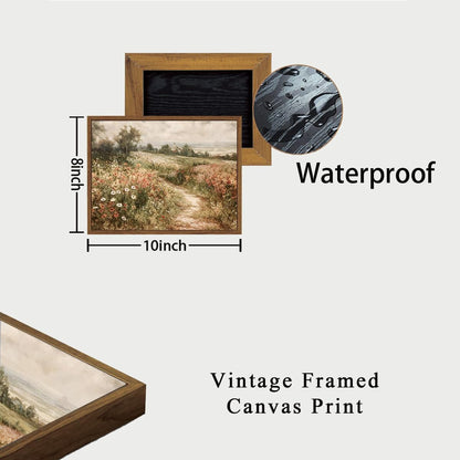 OIQArtOIQ Framed Vintage Wall Art Country Wildflower Canvas Art Paintings