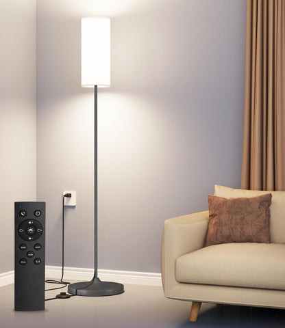 USTO Dimmable Floor Lamp with Remote,12W Led Bulb and Foot Switch, Black