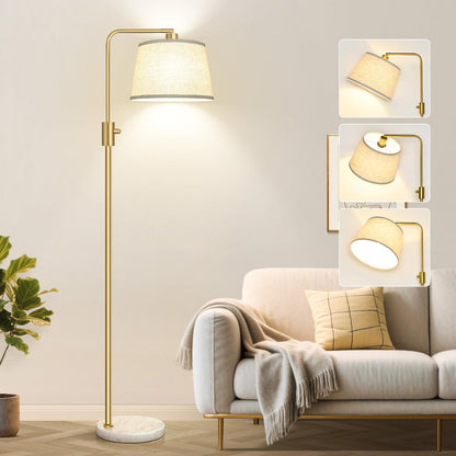 Nintiue 【Upgraded】 Dimmable Floor Lamp, 1000 Lumens LED Bulb Included, Arc Floor Lamps for Living Room Modern Standing Lamp with Linen Shade, Tall Lamp for Bedroom Office Reading Dining Room- Black