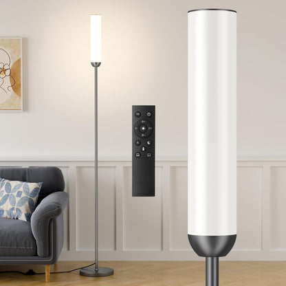 Ambimall LED Floor Lamp with Remote Control, Foot Switch, Black