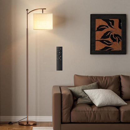 Ambimall 60" Floor Lamp with Remote and Stepless Dimmable Bulb, Black Pole