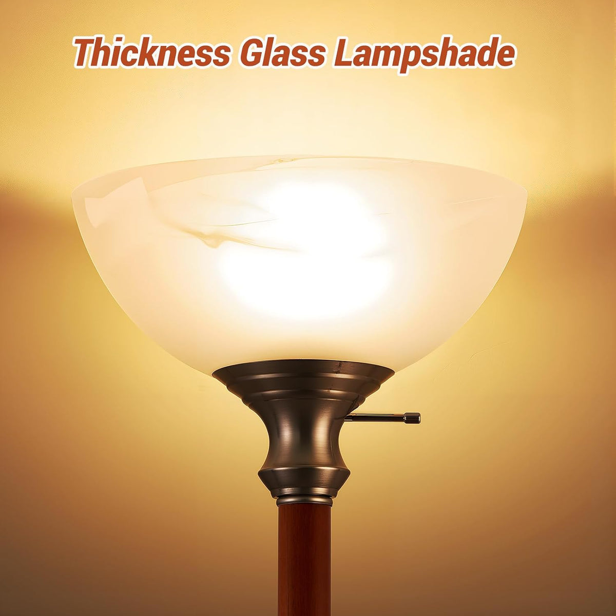 EJIAXIN 72" Wood Torchiere Floor Lamp with Glass Shade Nikel Standing Lamp