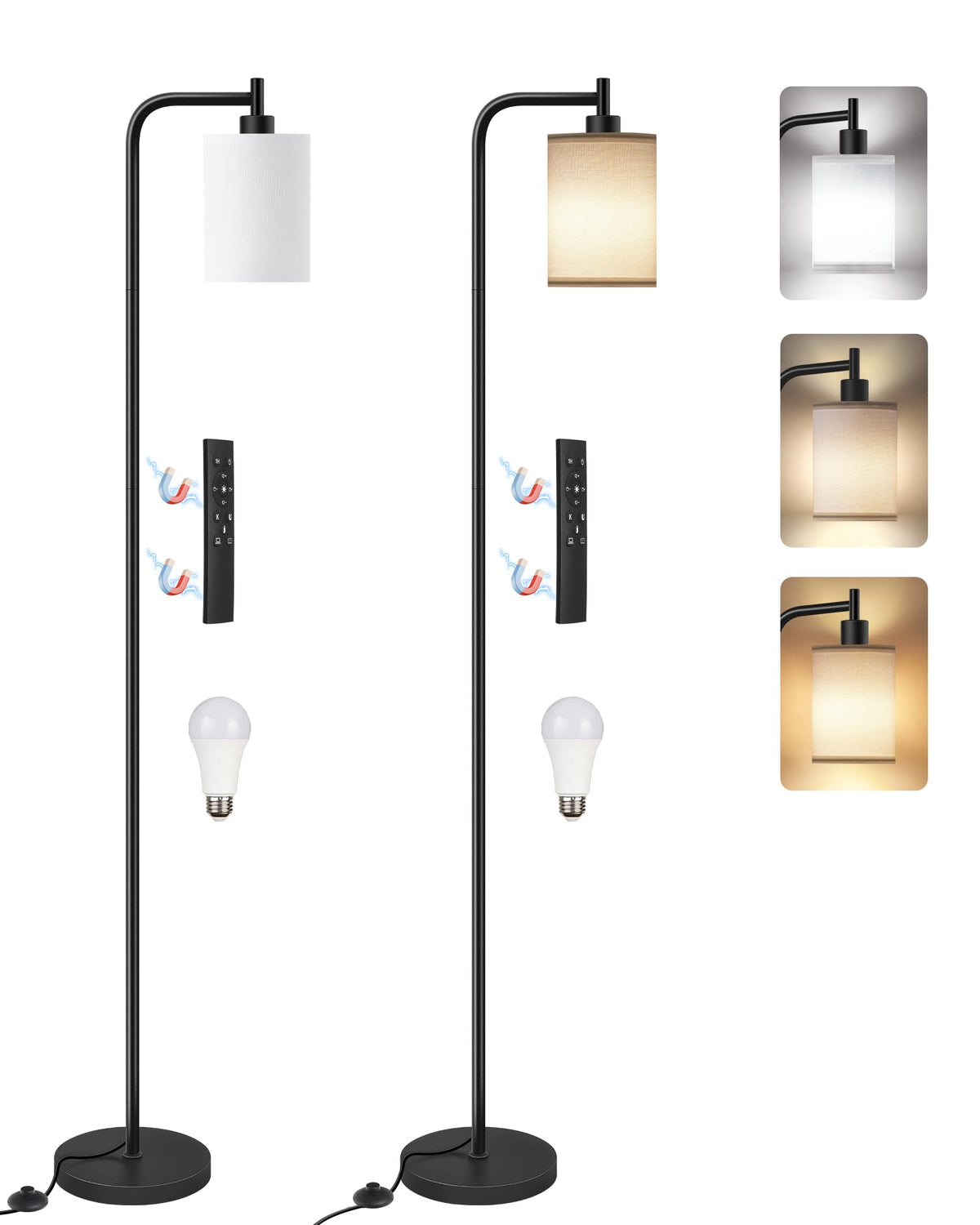 Dimmable Floor Lamp for Living Room with Remote & 10W Bulb