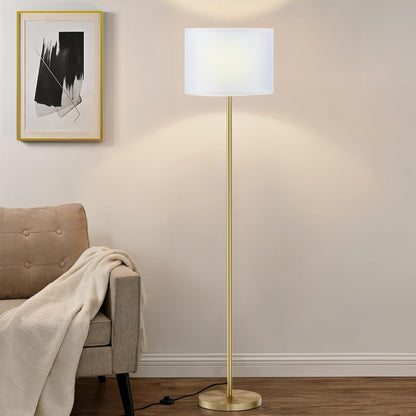 Modern Floor Lamp Simple Design with White Shade & Foot Pedal Switch