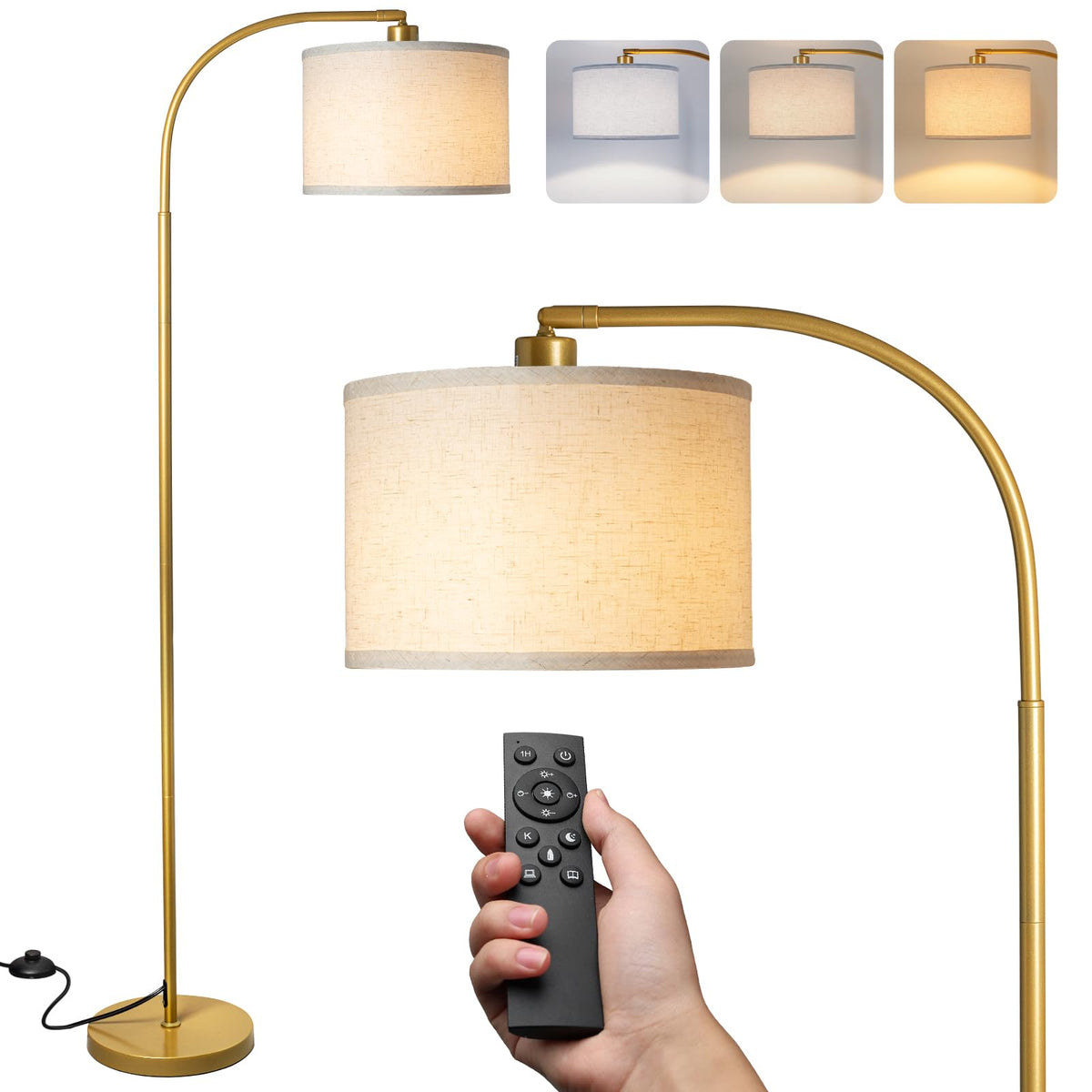 LALISU Arc Floor Lamps Modern Standing Remote Floor Lamp for Living Room