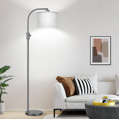 Nintiue Upgraded Modern Arc Dimmable Tall Standing Floor Lamp with Linen Shade, 1200 Lumens LED Bulb Included, for Living & Reading Room, Bedroom, Office & Nursery, Gold