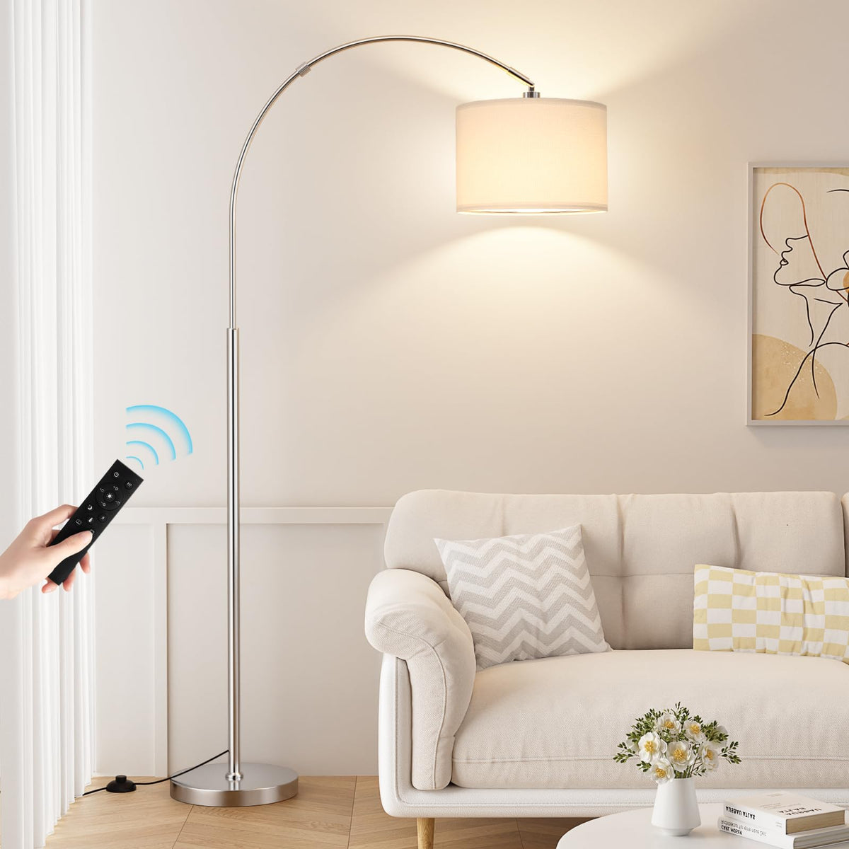 Ambimall 70" Dimmable Arc Floor Lamp with Remote, Color Temp Adjustable
