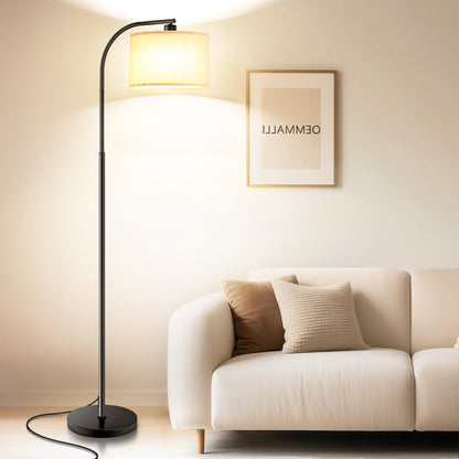 Tall Floor Lamp for Living Room,65'' Modern Standing Lamps with 9W LED Bulb,Elegant Floor Light with Fabric Shade,Gold Tall Lamp for Bedroom Office Study Room Corner Dining Room