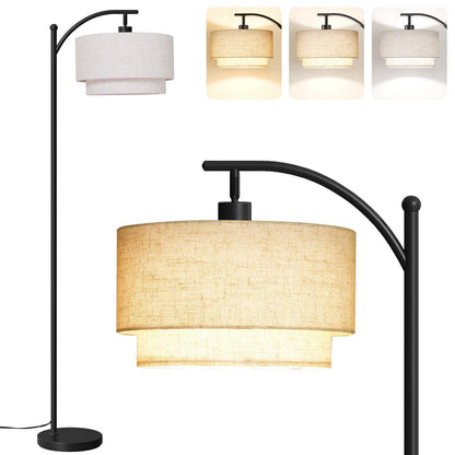 SUNMORY Arc Floor Lamps for Living Room, Rattan Standing lamp with 12W Bulb