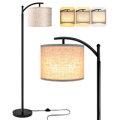Floor Lamp for Living Room, LED Standing Lamp Tall Industrial Floor Lamp Reading for Bedroom, Office (9W LED Bulb, Beige Lampshade Included) -Oil-Rubbed Bronze
