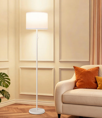【Upgraded】 Dimmable Floor Lamp for Living Room,1000 Lumens Bulb Included, Modern Floor Lamps Simple Design with Linen Shade, Tall Standing Lamp for Bedroom Office Dining Room, Black Pole Lamp