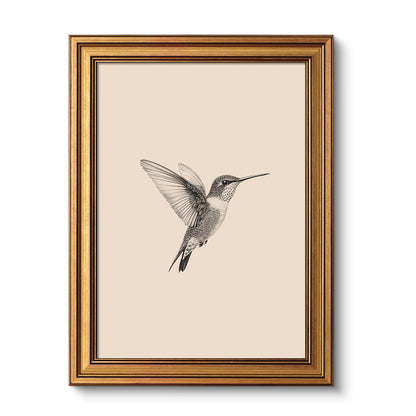 VIYYIEA Vintage Gold Framed Wall Art – Hummingbird Sketch, 8x10 IN
