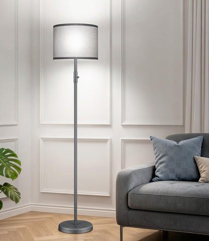 【Upgraded】 Dimmable Floor Lamp for Living Room,1000 Lumens Bulb Included, Modern Floor Lamps Simple Design with Linen Shade, Tall Standing Lamp for Bedroom Office Dining Room, Black Pole Lamp