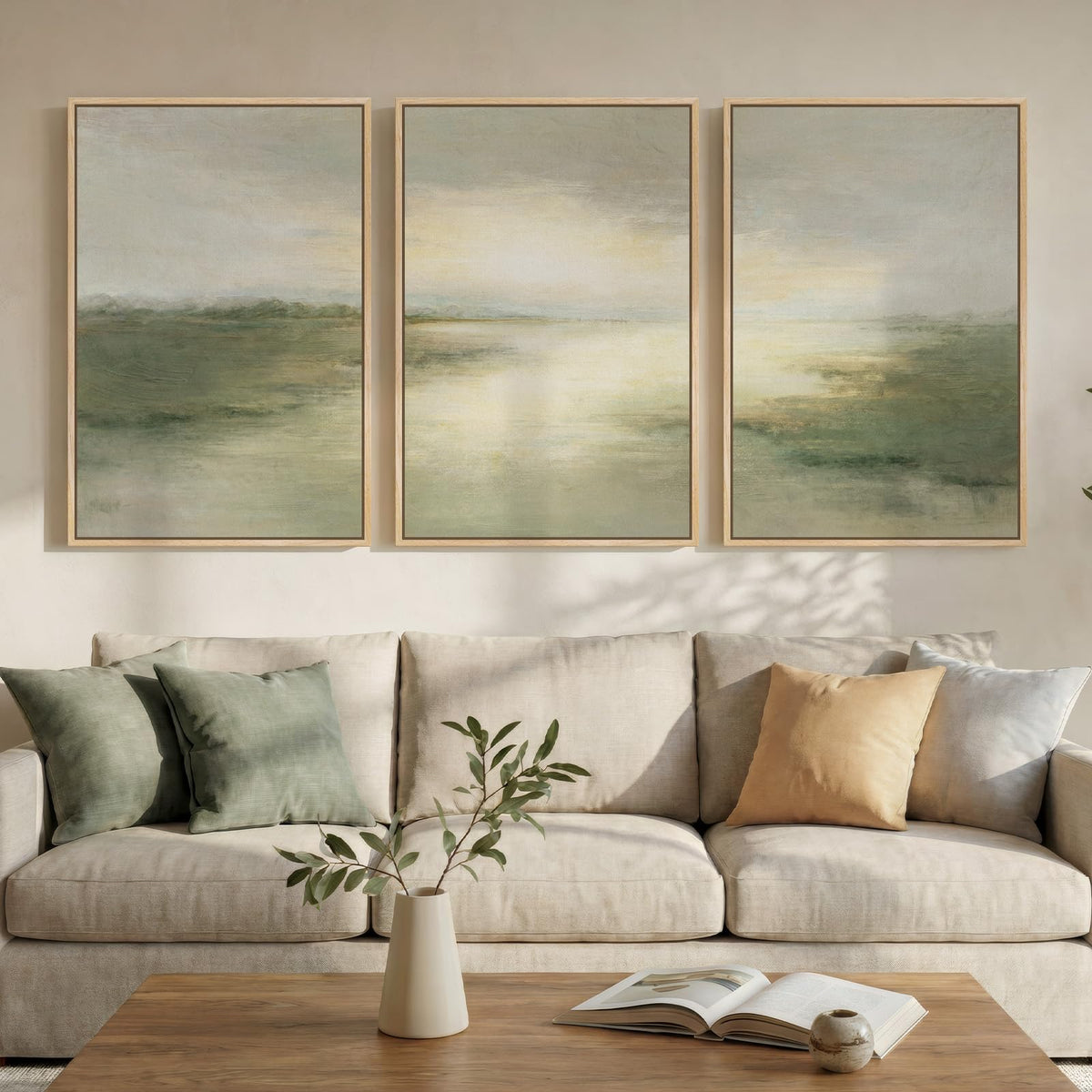 Large Framed Abstract Nature Landscape Wall Art for Living Room, 24x36 In