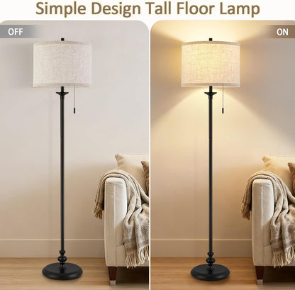 Luvkczc Black Floor Lamp, 60" Standing Lamp with Fabric Lampshade