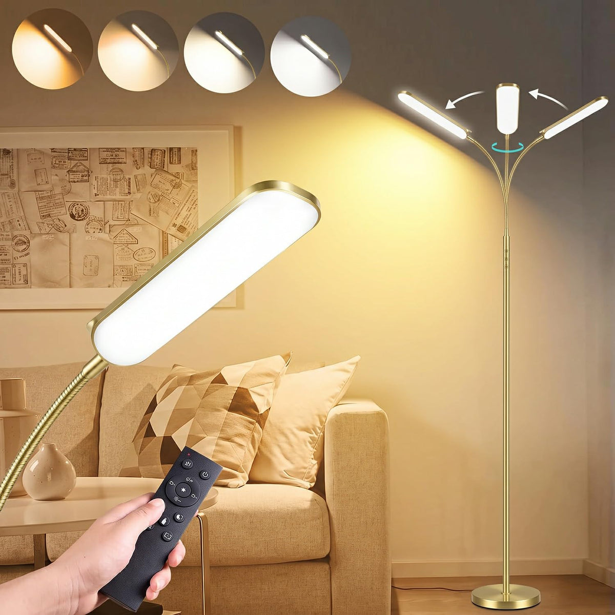 marctronic Floor Lamp, 18W 1800LM Super Bright LED Floor Lamp with Remote & Works with Smart Plug, Dimmable Timing Eye Caring Reading Lamps Floor Standing for Living Room Bedroom Office