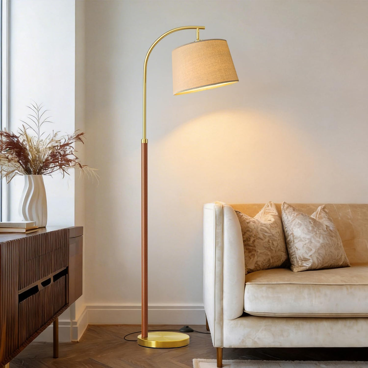 Real Wood Floor Lamps for Living Room Bedroom 62.5" Mid Century Modern Lamp