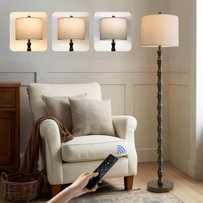 BOBOMOMO 62" Rustic Floor Lamp for Living Room, Retro Farmhouse Floor Lamp Rotary Switch, Resin Standing Lamp for Living Room, Corner, Dining Room, Bedroom, Home Decor