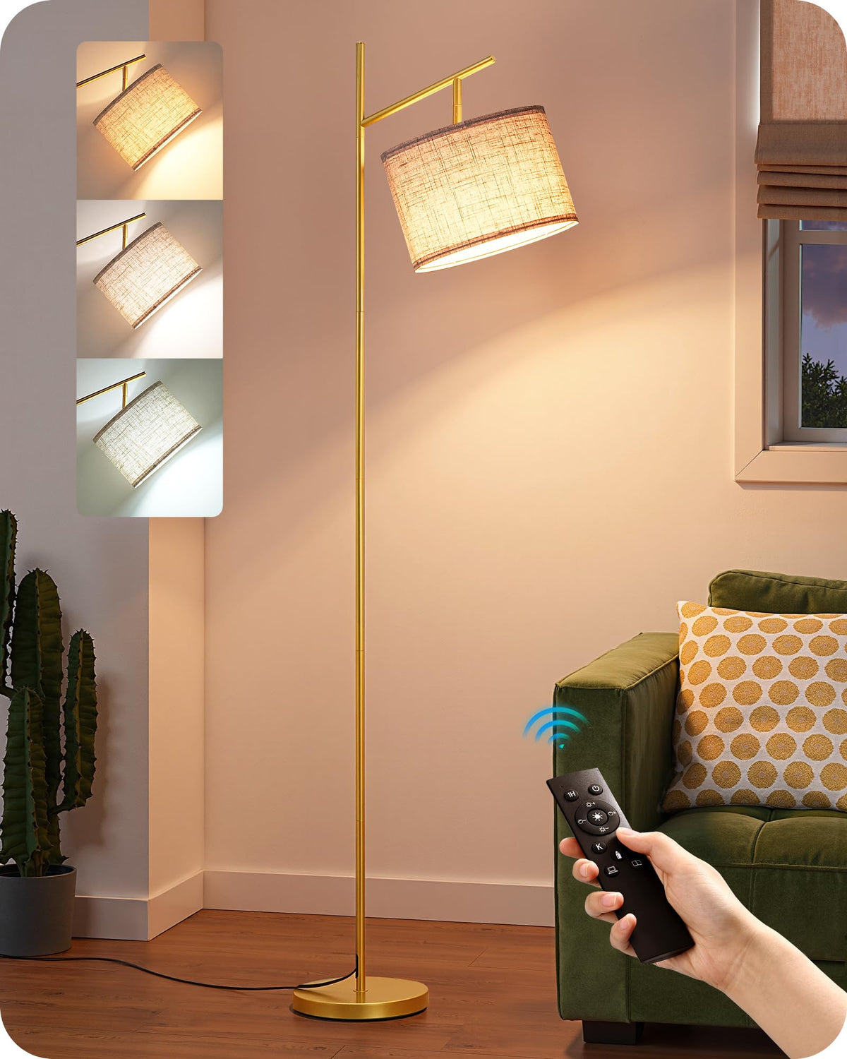 EDISHINE Modern Black Floor Lamps for Living Room, 64.7" Arc Standing Lamp