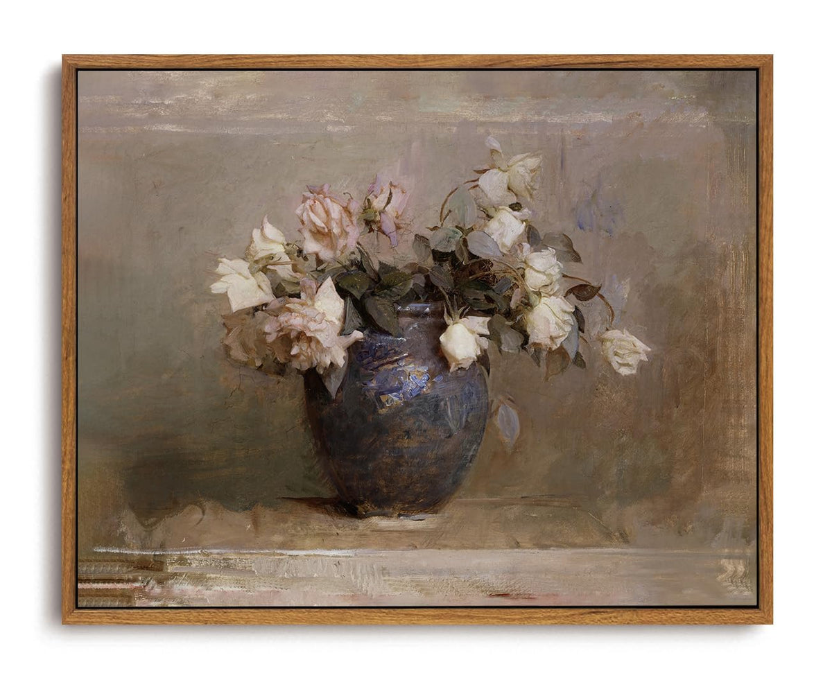 OIQArtOIQ Framed Vintage Wall Art Country Wildflower Canvas Art Paintings