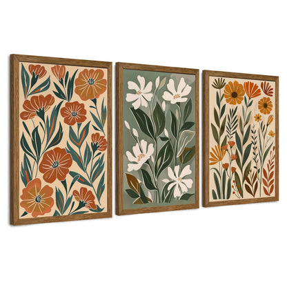 3 Piece Wildflower Mountain Wall Art Colorful Landscape Canvas Art 12x16in