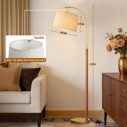 Real Wood Floor Lamps for Living Room Bedroom 62.5" Mid Century Modern Lamp