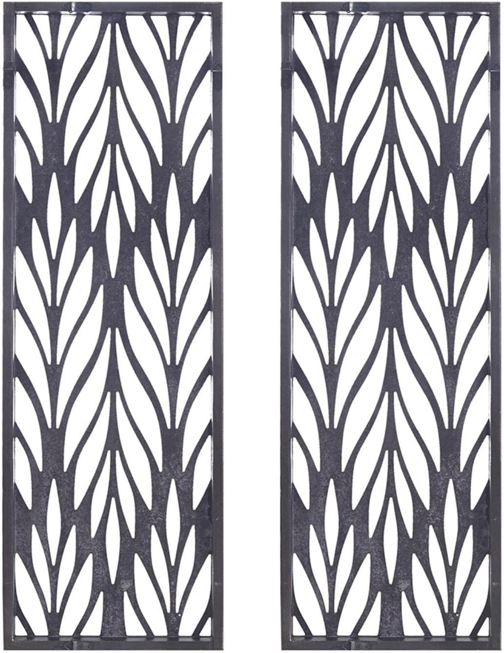 Madison Park Florian Wall Art - Carved Wooden Botanical Leaves Framed, Natural Sheen Finish - Modern Décor for Living Room, Ready to Hang Bedroom Decoration, 12"W x 36"H x 1"D, Reclaimed Grey 2 Piece